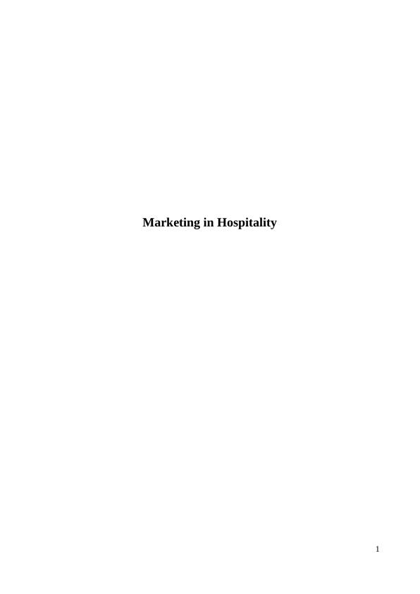 Assignment Marketing in Hospitality_1