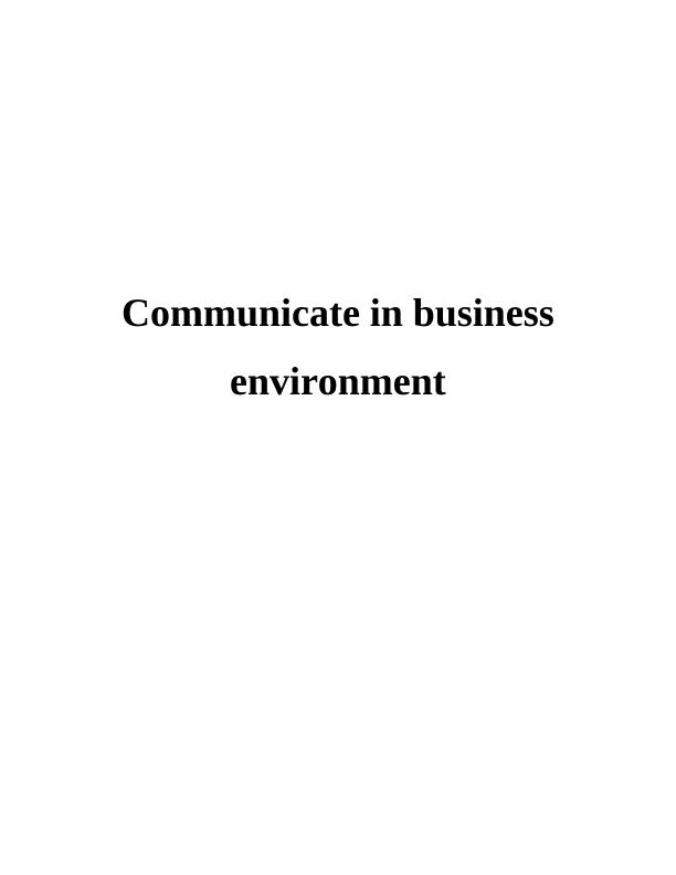 Communicate in Business Environment_1
