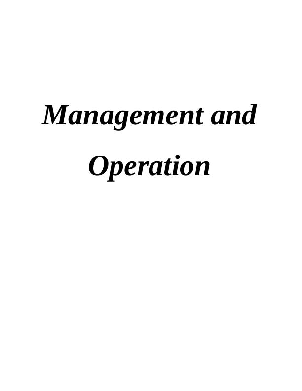 Management and Operation Assignment Solution_1