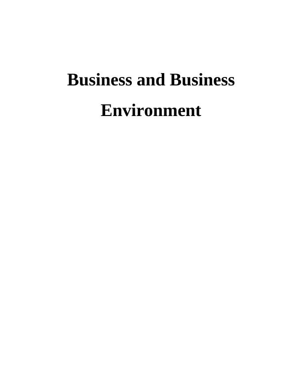 Towards an understanding of the business and business environment_1