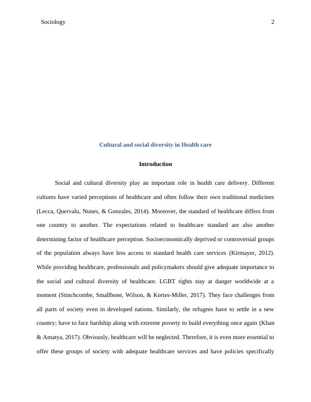 Cultural and Social Diversity in Healthcare: A Comparison of Healthcare Accessibility for LGBTQI and Refugees in Australia_2