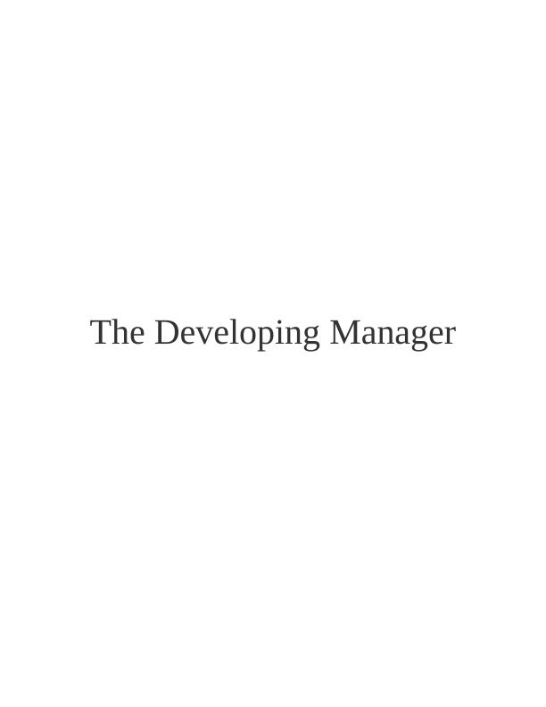 The Developing Manager Assignment (Solved)_1