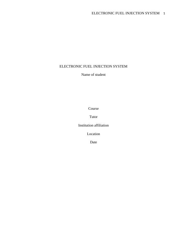 Electronic Fuel Injection System - Desklib_1