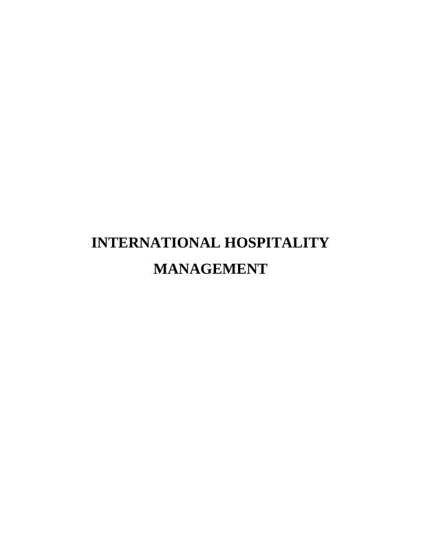 International Hospitality Management Assignment - Marriott international_1
