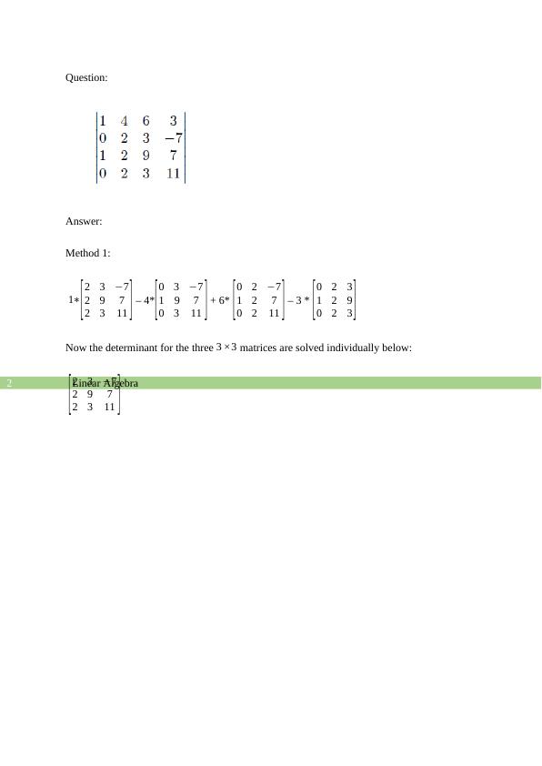 linear algebra assignment