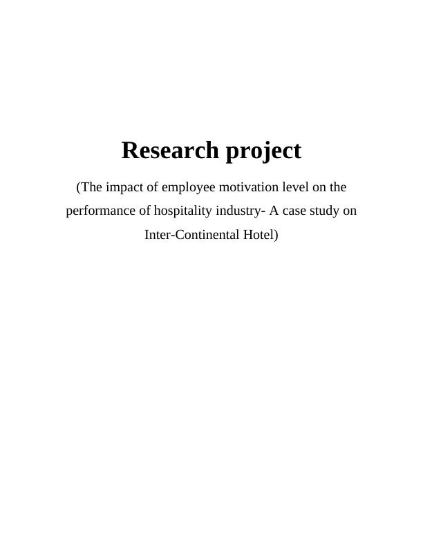 The Impact of Employee Motivation Level on the Performance of Hospitality Industry_1