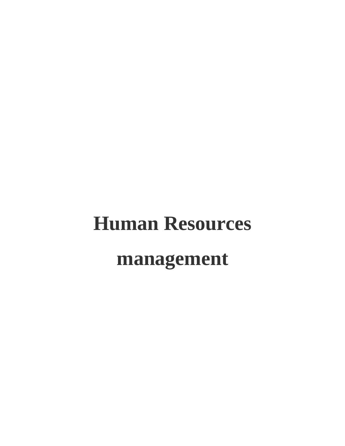 Human Resources Management Assignment (HRM) TESCO