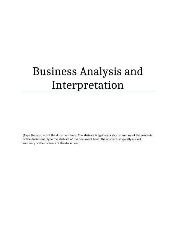 Business Analysis and Interpretation_1