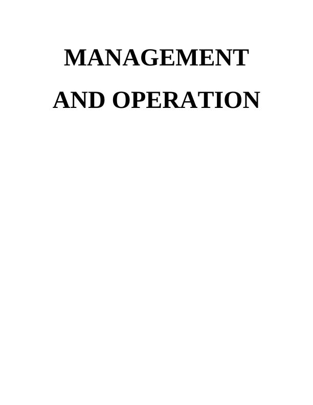 Management & Operation Assignment Sample_1