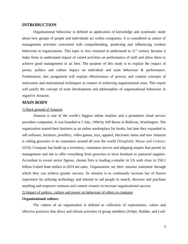 Organizational Behaviour: Impact of Power, Politics, and Culture on Behaviour and Performance in Amazon_3