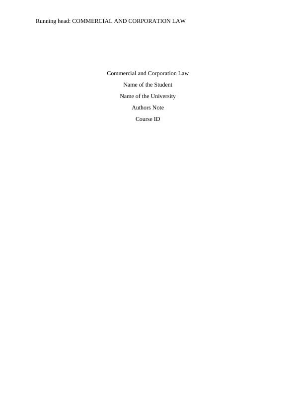 Commercial and Corporate Law - Case Study_1