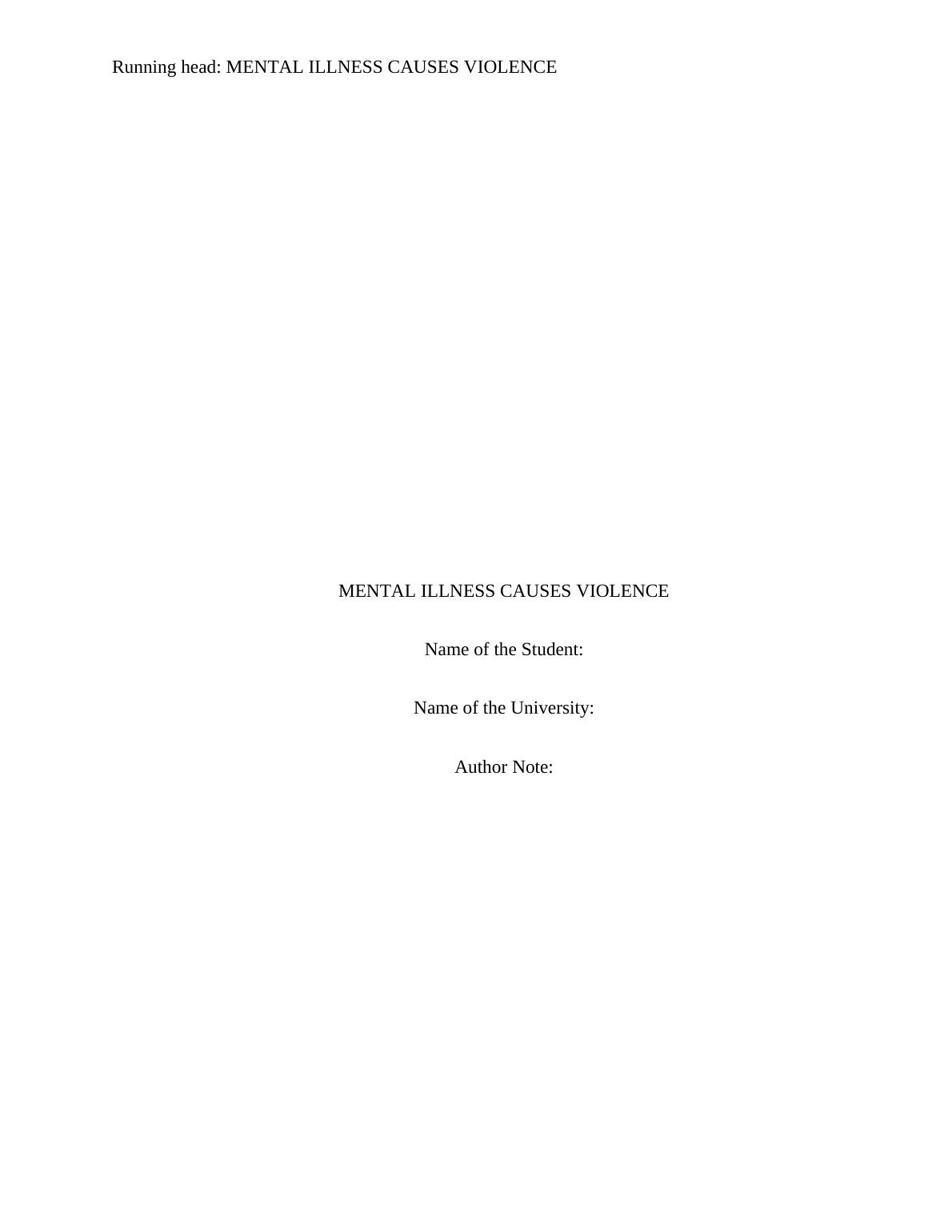 essay on mental illness and violence