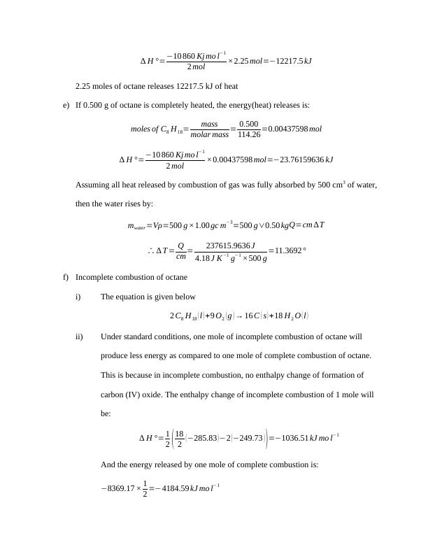 Thermochemical Equation for Combustion of Octane and Bond Enthalpy_2