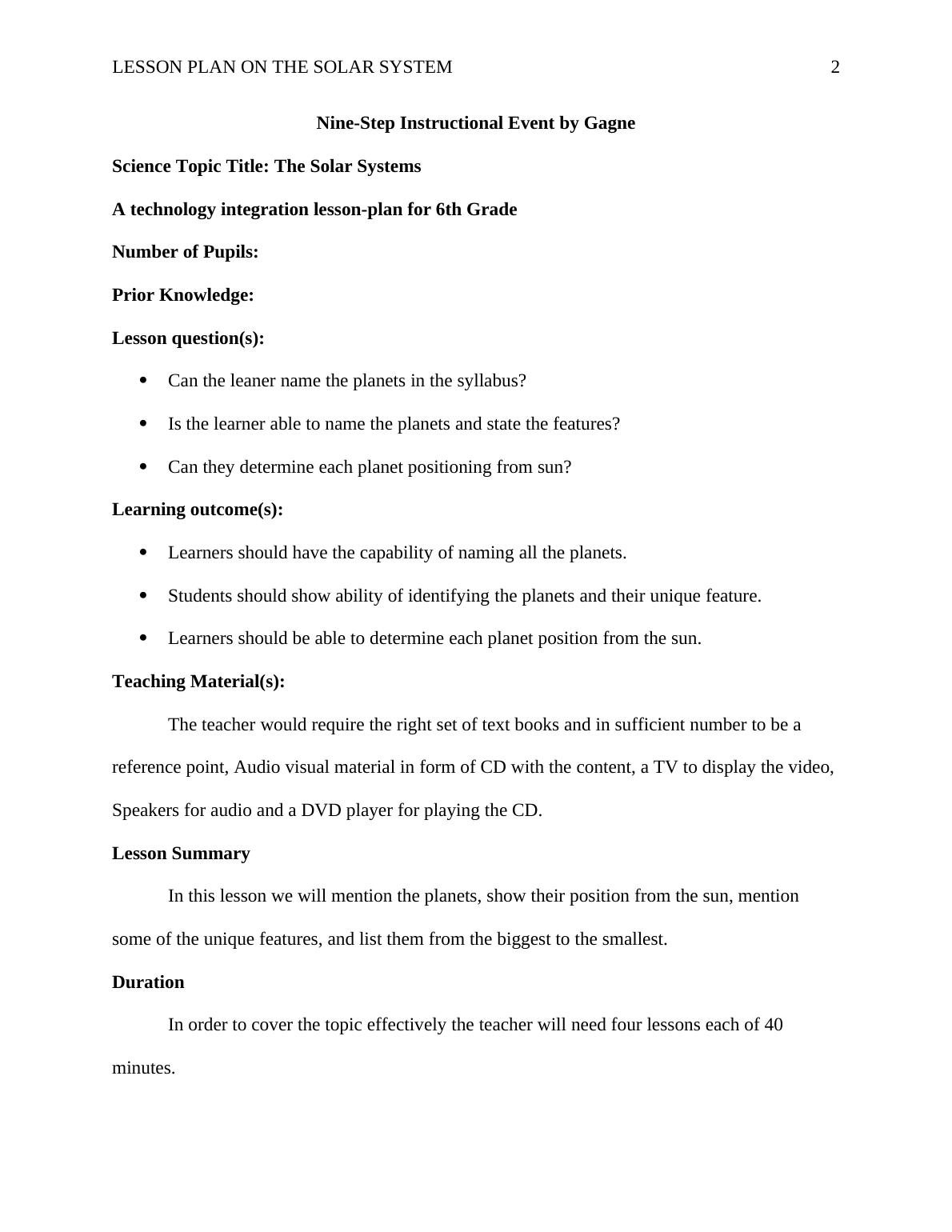Solar Systems Lesson Plan Assignment 2022_2