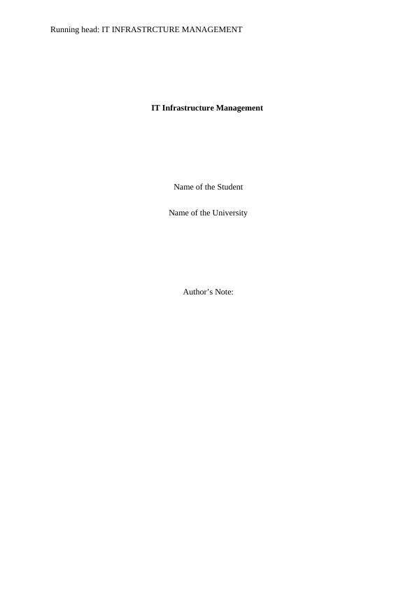 IT Infrastructure Management Assignment Sample_1