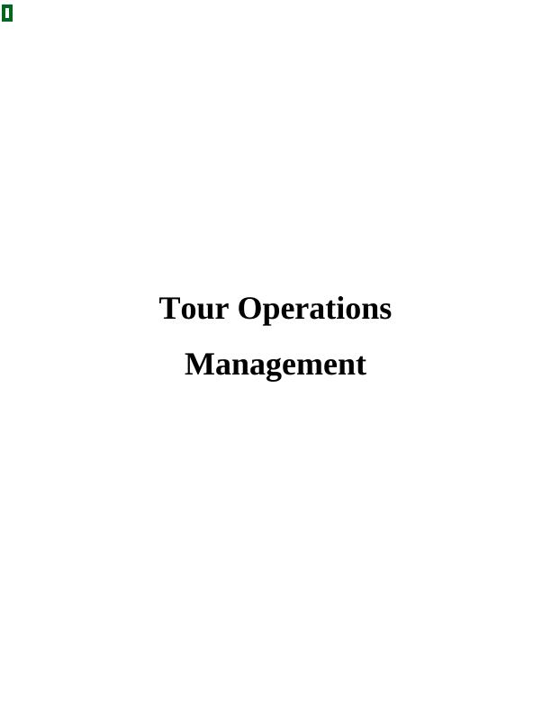 Tour Operations Management  Assignment_1