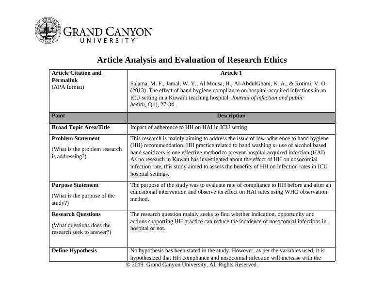 Article Analysis and Evaluation of Research Ethics_1