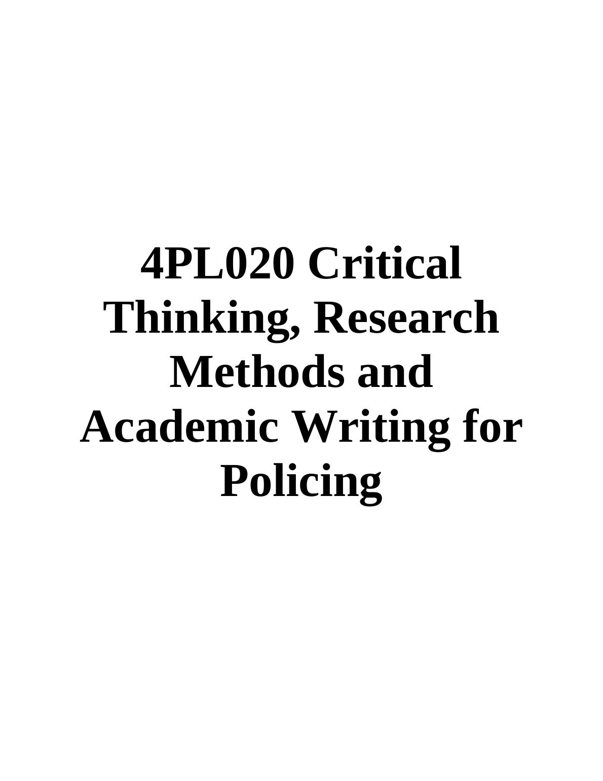 college of policing critical thinking