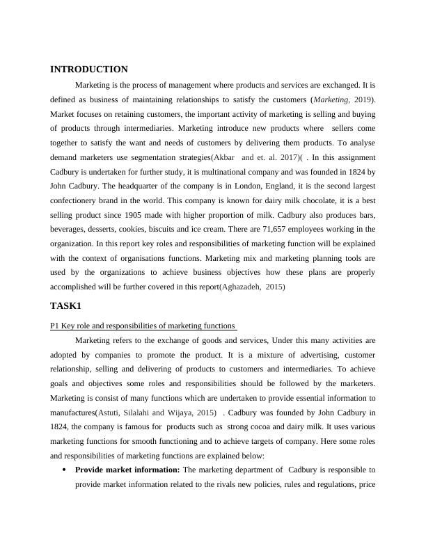 Roles and Responsibilities of Marketing Functions in Cadbury