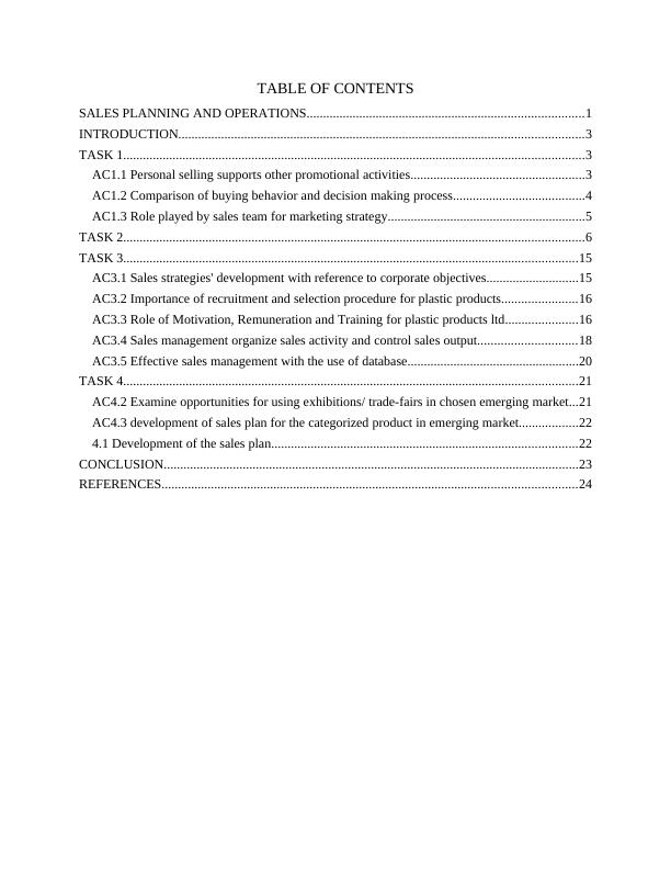 Sales Planning and Operations Assignment Sample_2