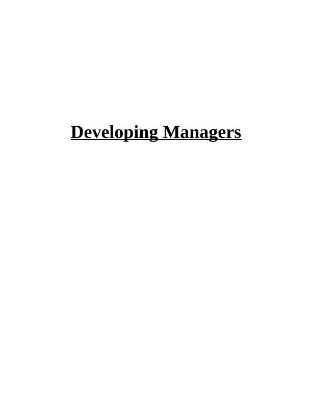 Concept of Management Development - Assignment_1