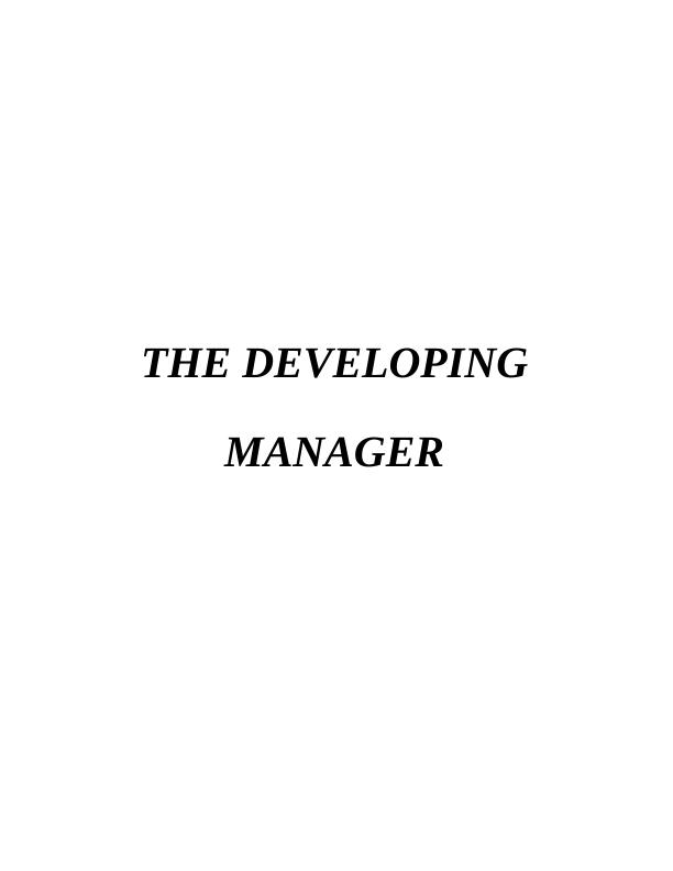 The Developing Manager | Assignment_1