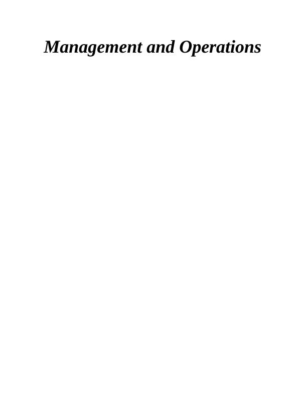 Management and Operations of Tesco : Assignment_1
