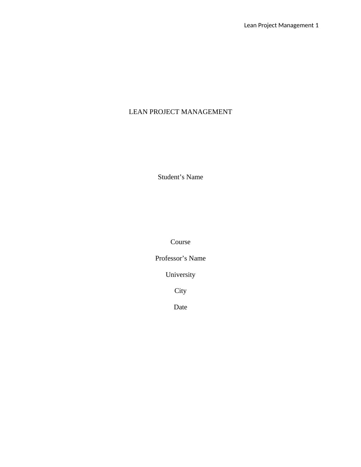 lean project management case study