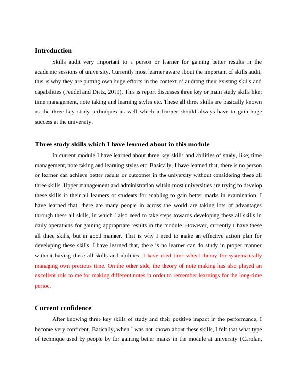 personal skills audit essay example