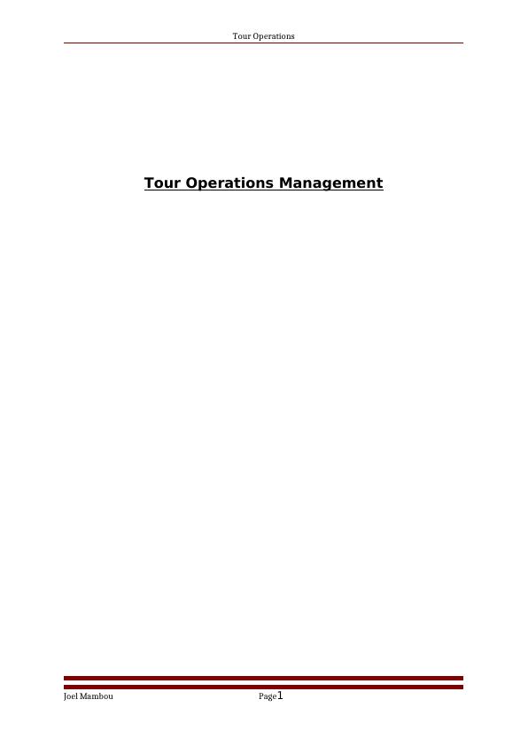 Aspects of Tour Operations Management : Report_1