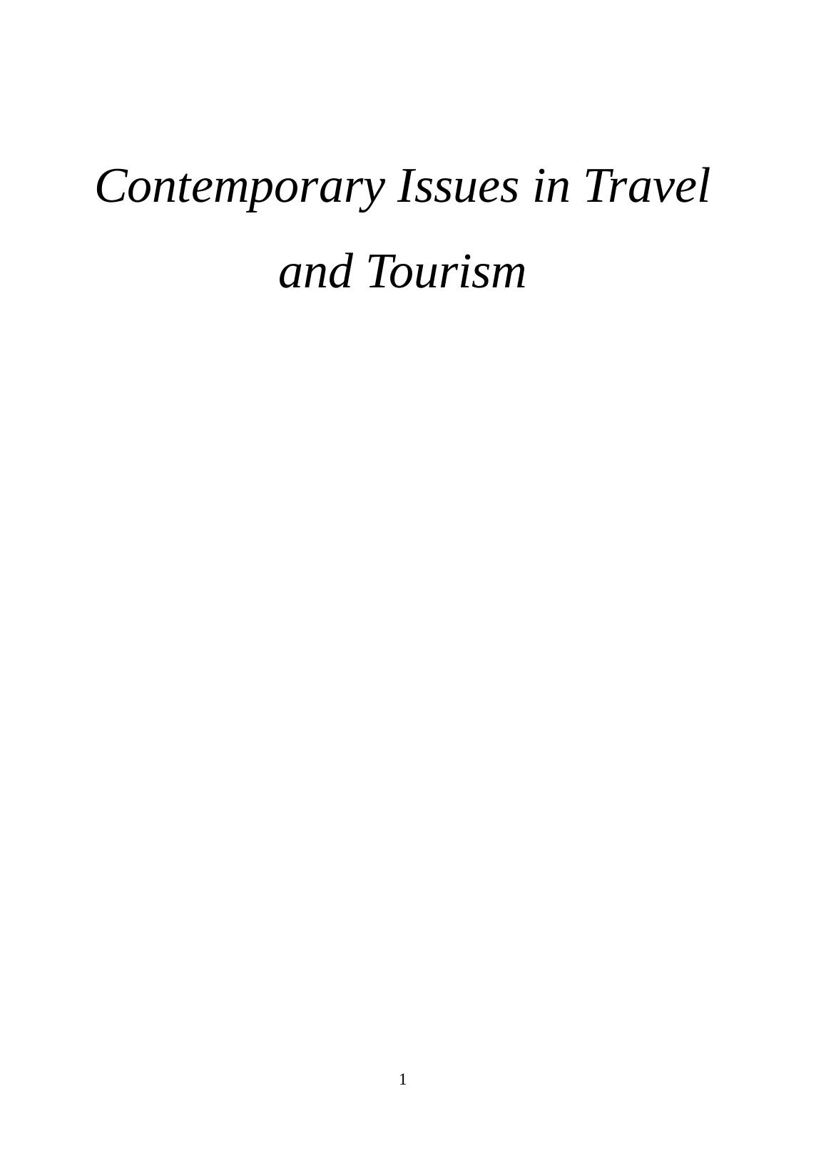 Contemporary Issues in Travel and Tourism -  Thomson Company_1