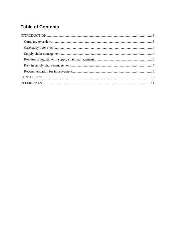 Supply Chain Management Assignment Sample