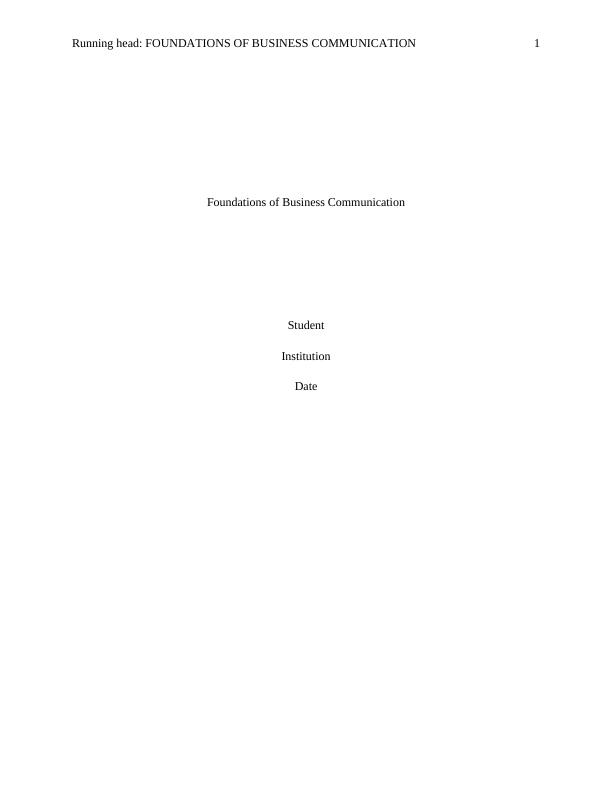 Foundations Of Business Communication Research Paper 2022_1