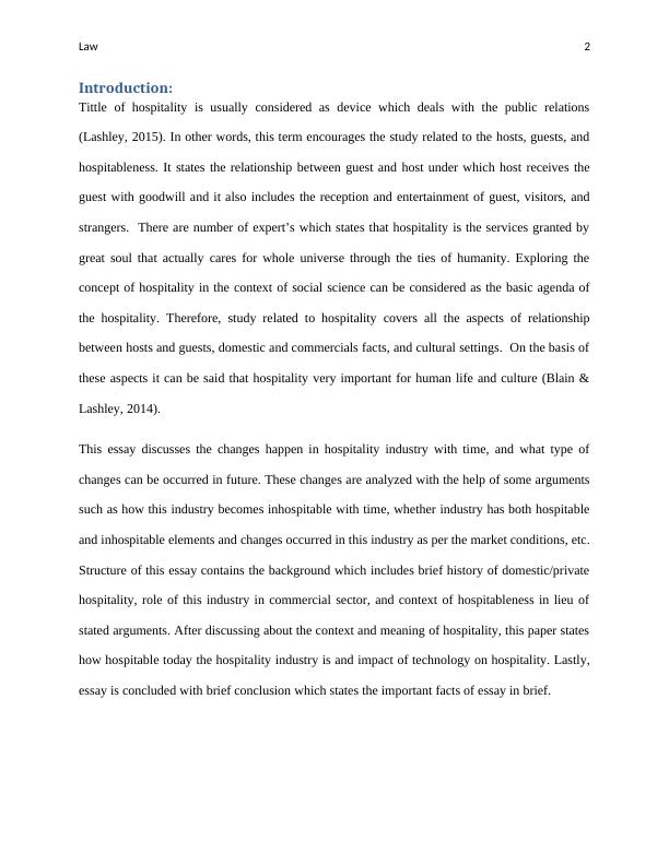 Essay on Changes in Hospitality Industry_2