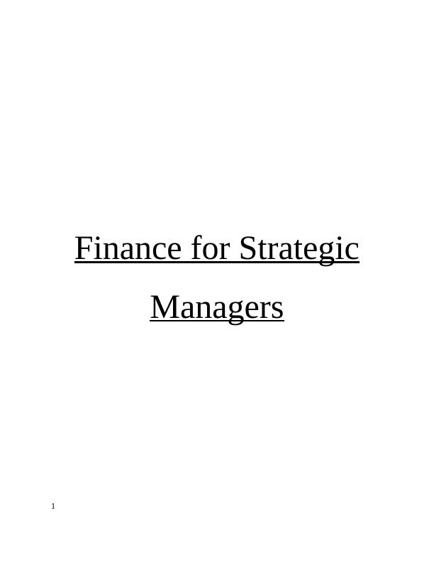 Finance For Strategic Managers