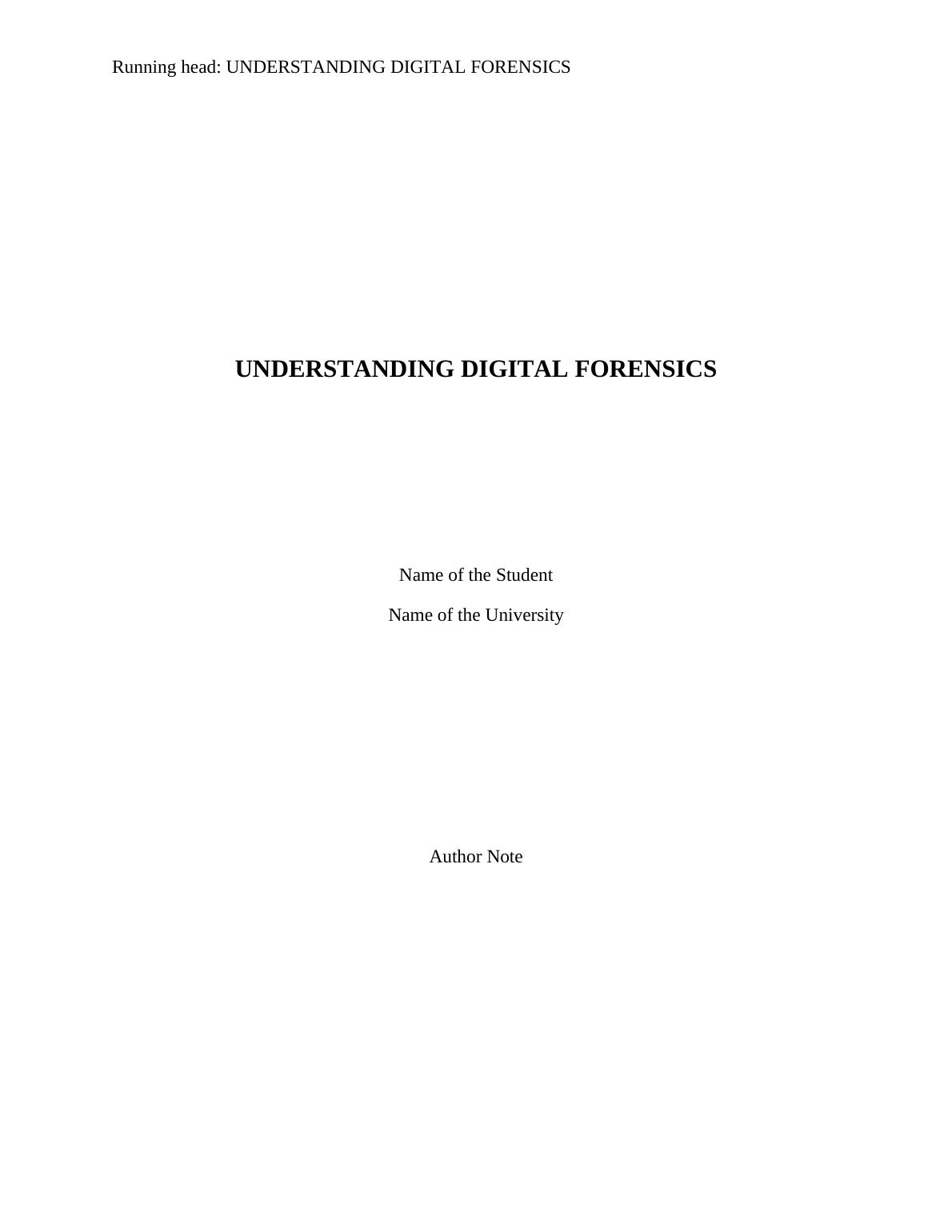 Understanding Digital Forensics | Assignment