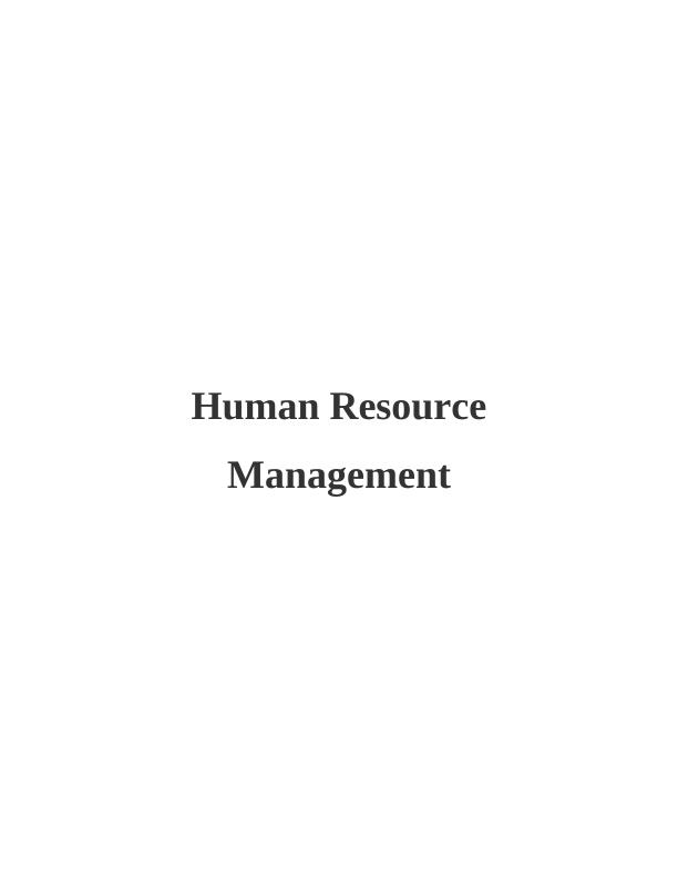 Human Resource Management Assignment  (HRM)_1