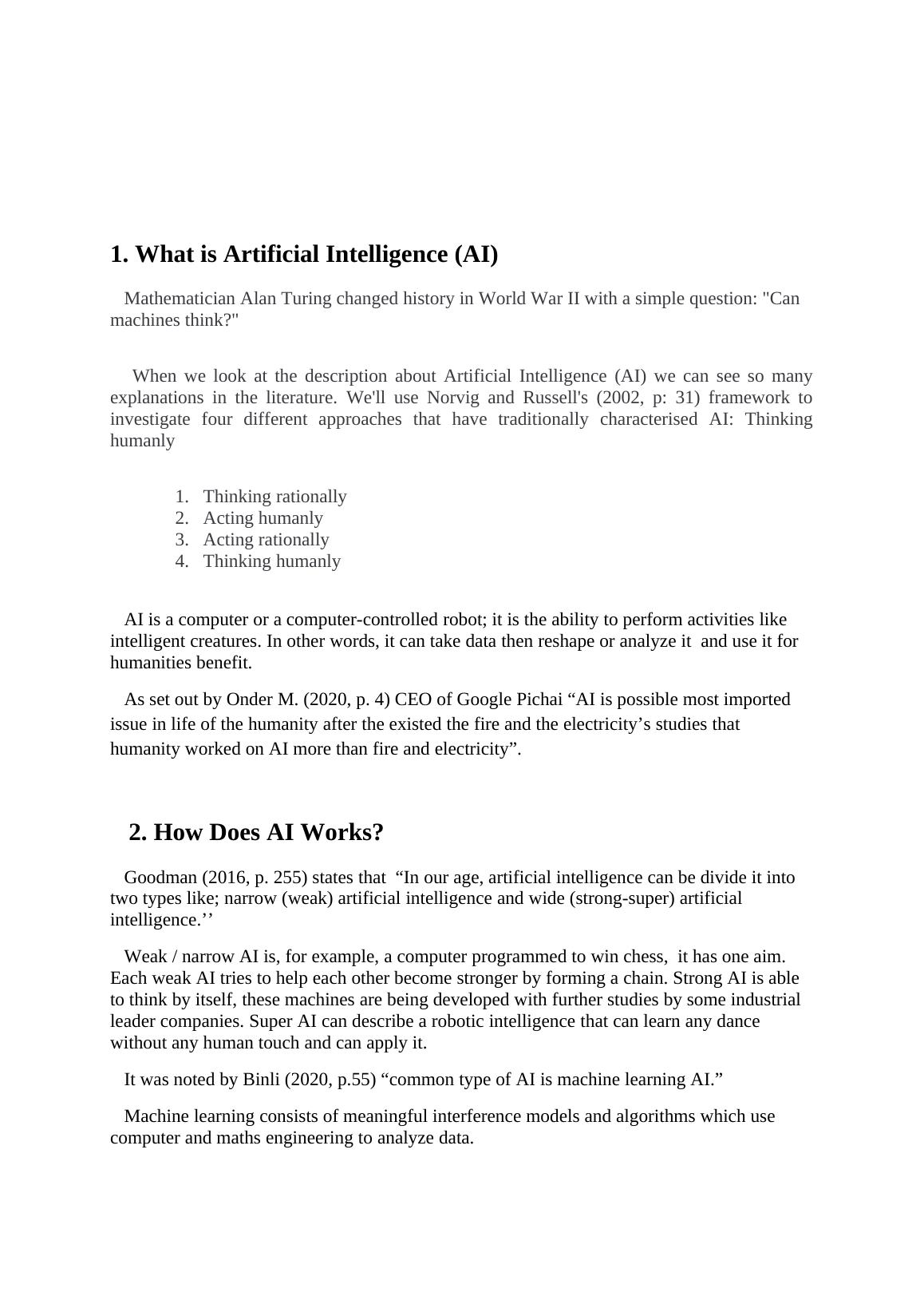 Artificial Intelligence (AI) Sample Assignment_2