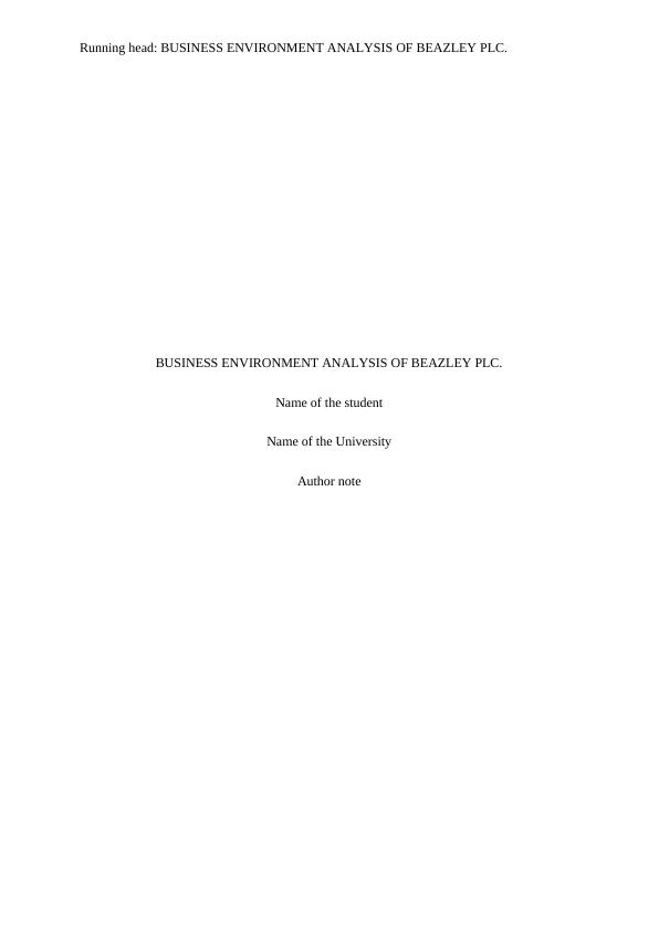 BUSINESS ENVIRONMENT ANALYSIS OF BEAZLEY PLC_1