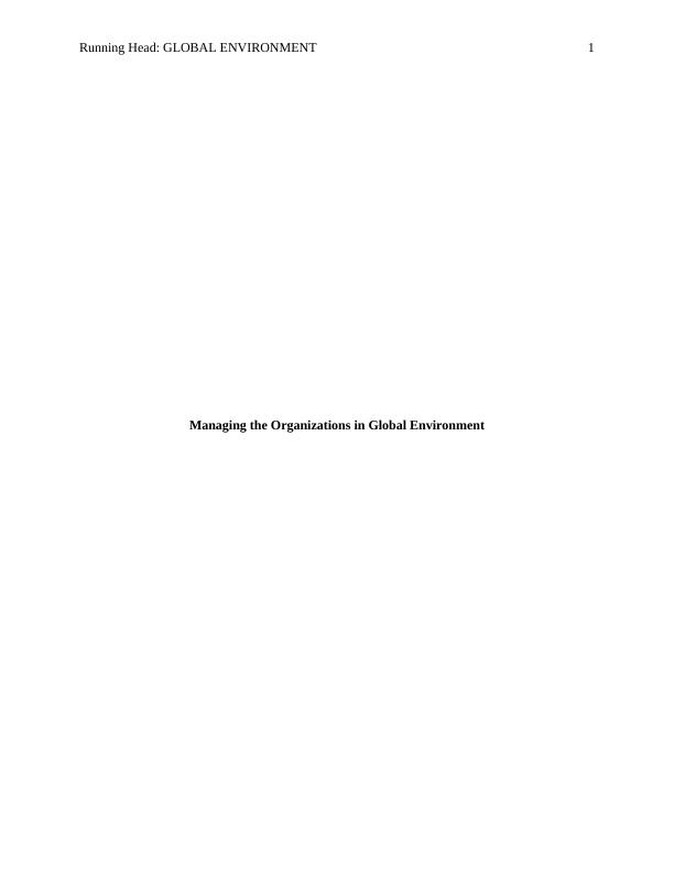Managing Organizations in Global Environment_1