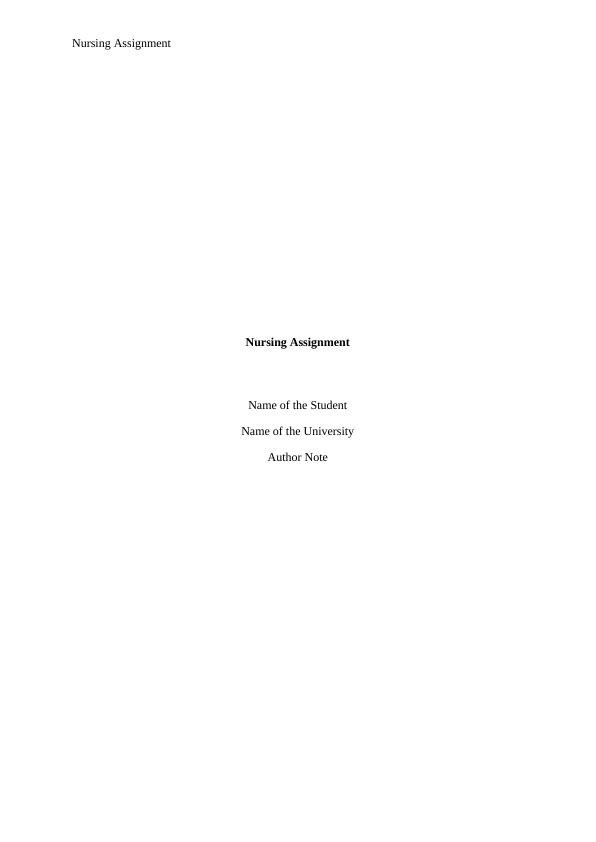 Nursing  Assignment Sample PDF_1