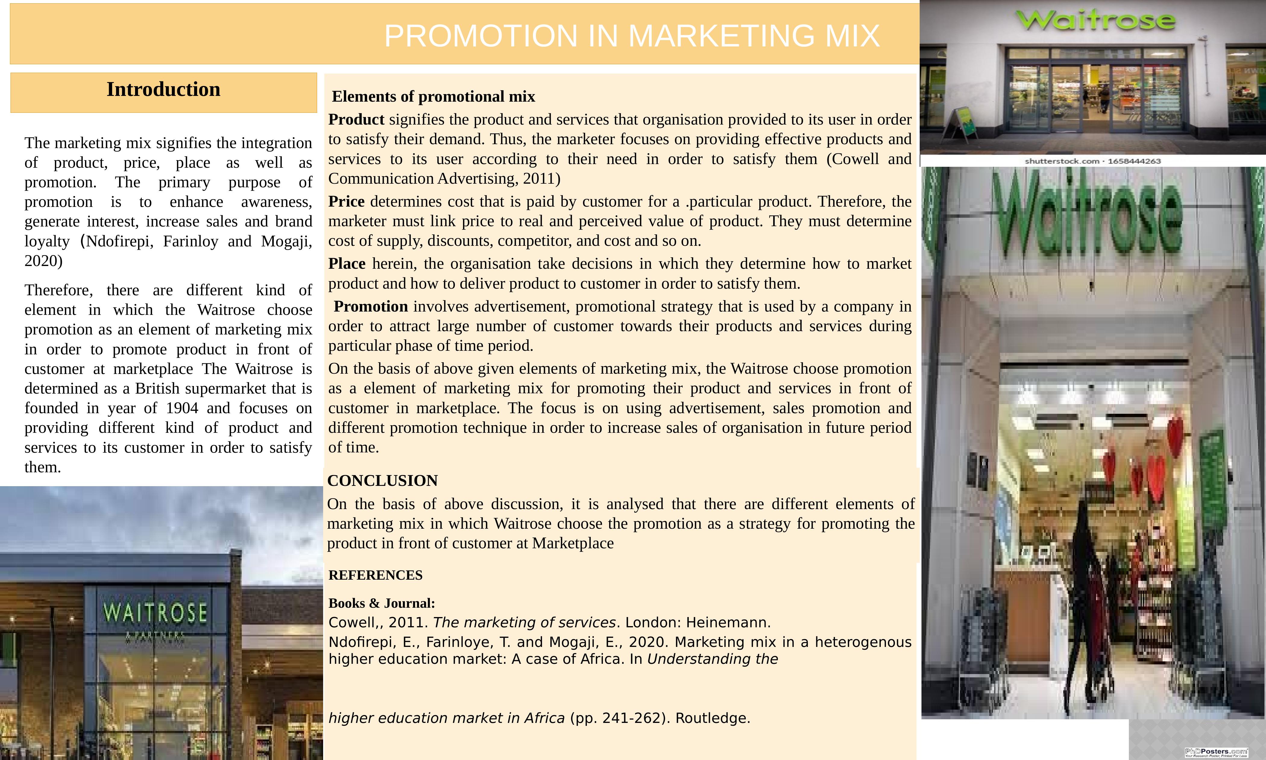 Promotion in marketing mix for waitrose