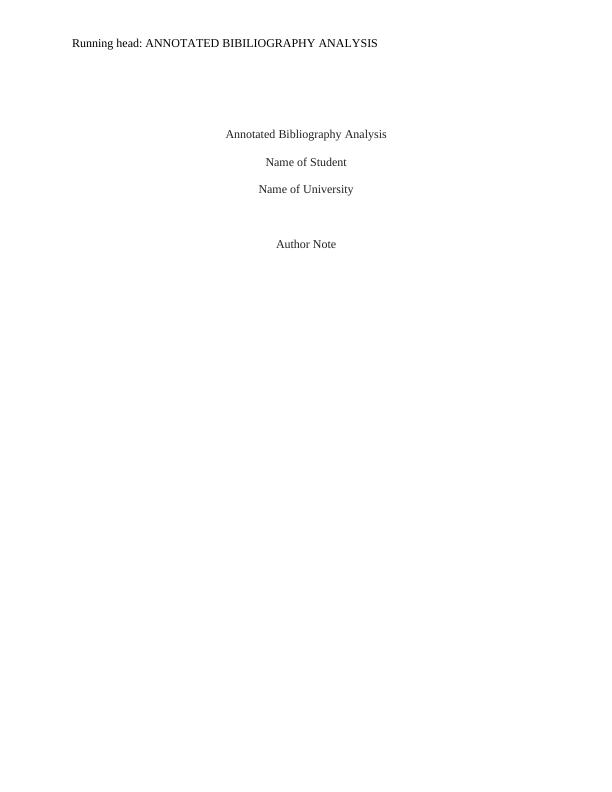 Annotated Bibliography Analysis Assignment 2022_1