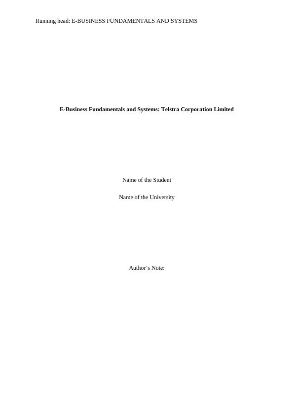 E-Business Fundamentals and Systems: Telstra Corporation Limited_1