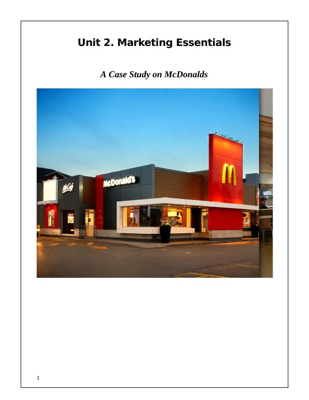 UNIT 2. Marketing Essentials Assignment : McDonalds_1