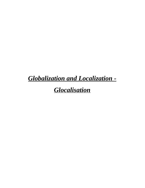 Globalization and Localization - Glocalisation_1