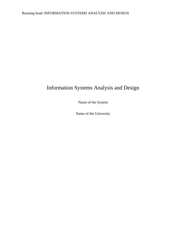 Information Systems Analysis and Design_1