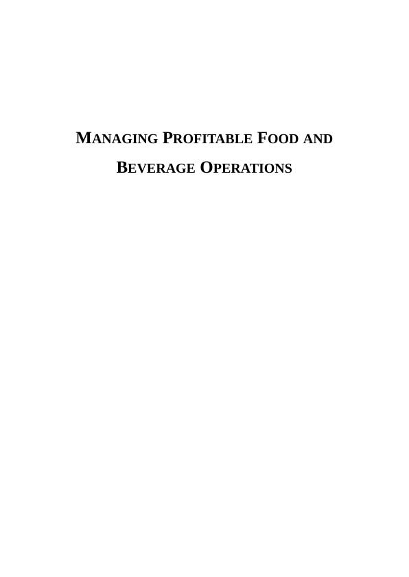 (Doc) Managing Profitable Food and Beverage Operations_1
