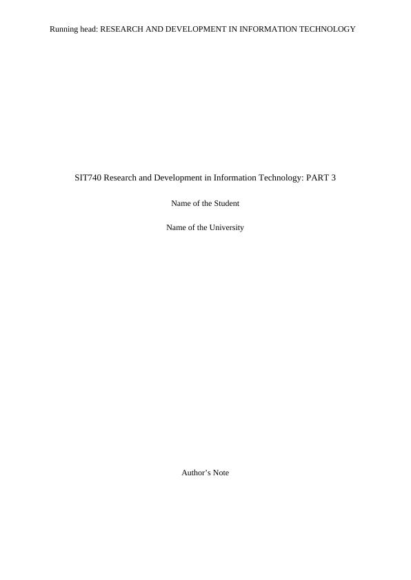 SIT740 Research and Development in Information Technology : Assignment_1