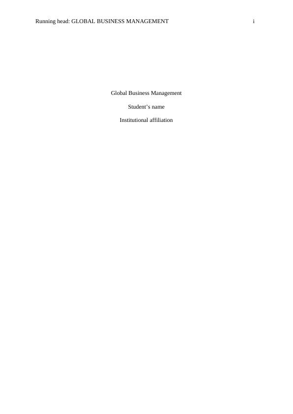 Global Business Management of the ABB Limited_1